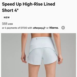 Speed up HR lines shorts 4inch in powder blue